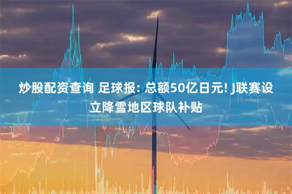 炒股配资查询 足球报: 总额50亿日元! J联赛设立降雪地区球队补贴