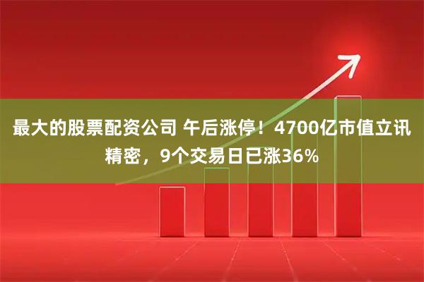 最大的股票配资公司 午后涨停！4700亿市值立讯精密，9个交易日已涨36%
